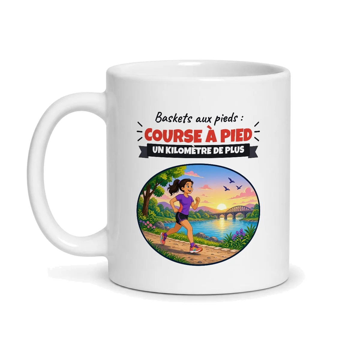 Mug course à pied – mug blanc vu de face
