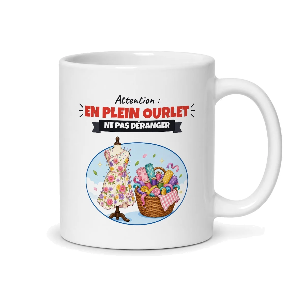 Mug couture – mug blanc vu du dos