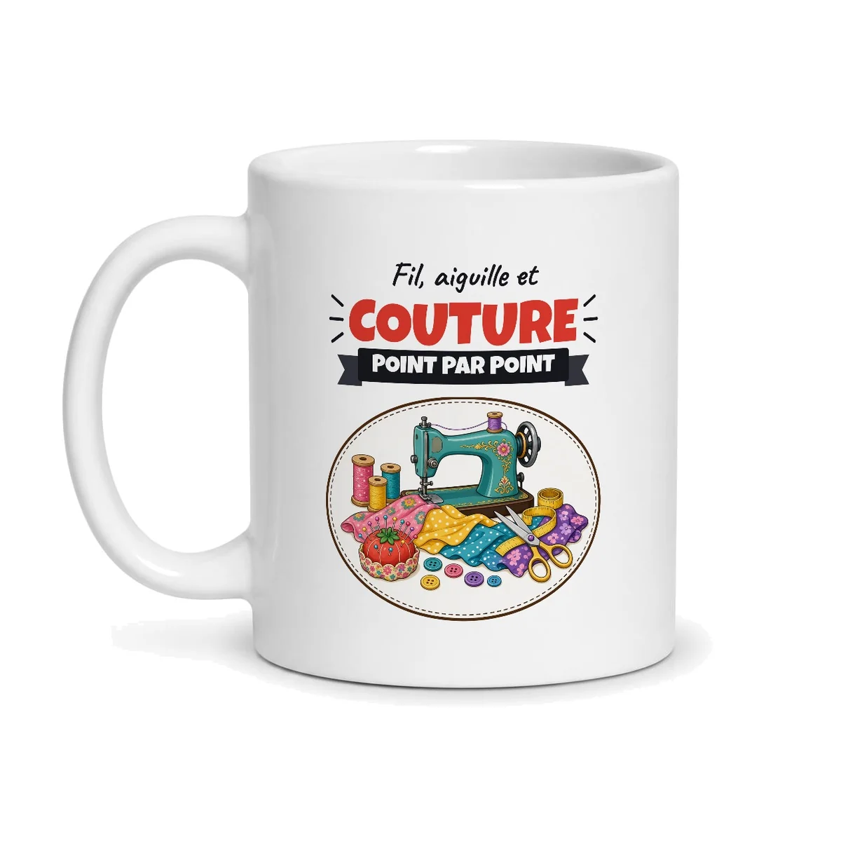 Mug couture – mug blanc vu de face