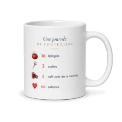 Mug couturière personnalisé prénom – mug blanc vu du dos