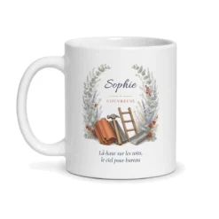 Mug couvreuse personnalisé prénom – mug blanc vu de face