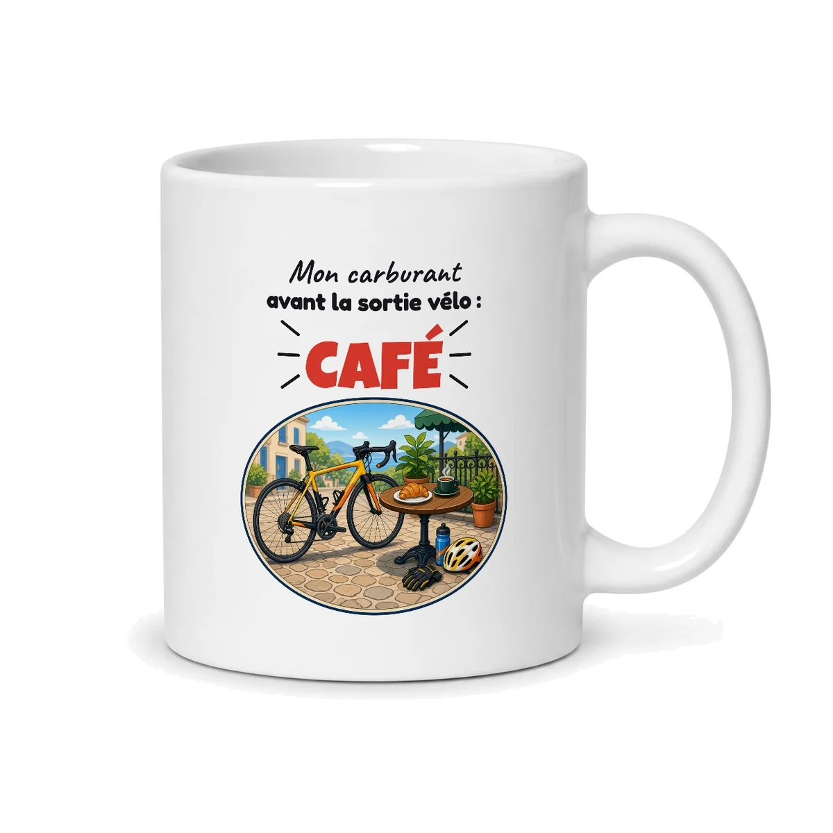 Mug cyclisme – mug blanc vu du dos