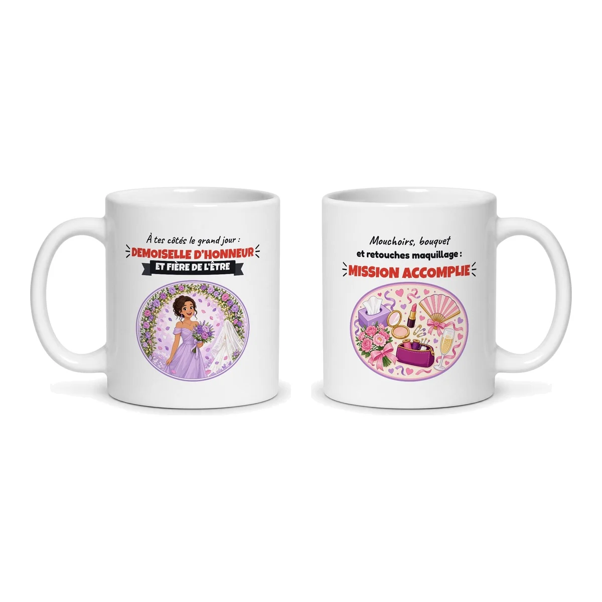 Mug demoiselle d’honneur – les deux faces du mug côte à côte