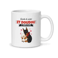 Mug dobermann – mug blanc vu du dos