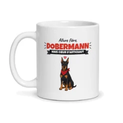 Mug dobermann – mug blanc vu de face