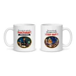 Mug doctorat – les deux faces du mug côte à côte