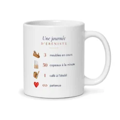 Mug ébéniste personnalisé prénom – mug blanc vu du dos