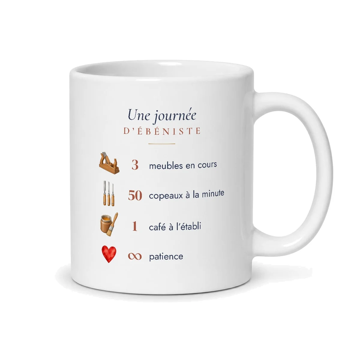 Mug ébéniste personnalisé prénom – mug blanc vu du dos