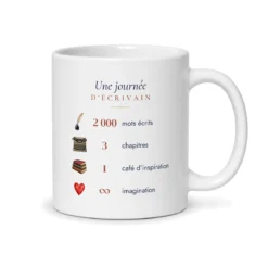 Mug écrivain personnalisé prénom – mug blanc vu du dos