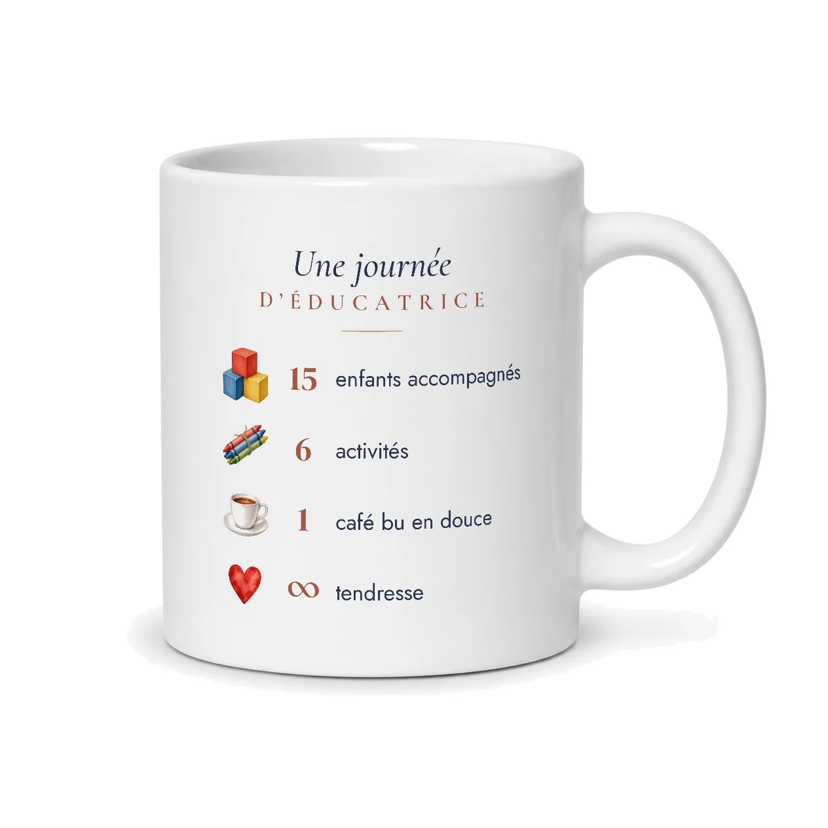 Mug éducatrice personnalisé prénom – mug blanc vu du dos