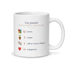 Mug éducatrice spécialisée personnalisé prénom – mug blanc vu du dos