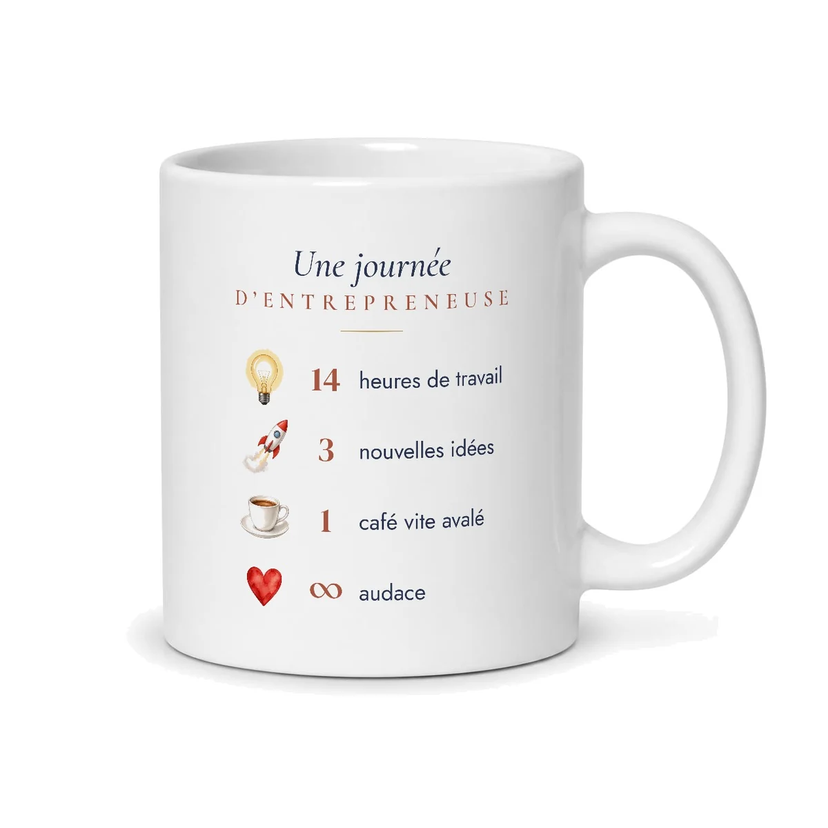 Mug entrepreneuse personnalisé prénom – mug blanc vu du dos