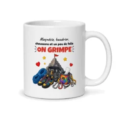 Mug escalade – mug blanc vu du dos