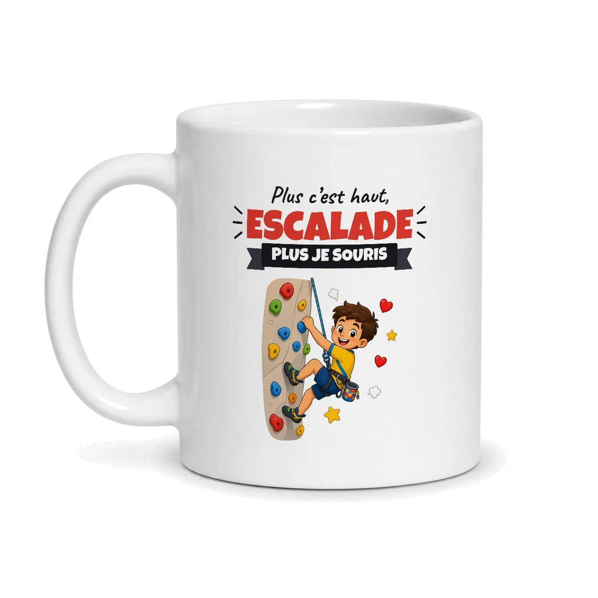 Mug escalade – mug blanc vu de face
