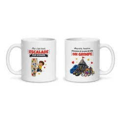 Mug escalade – les deux faces du mug côte à côte