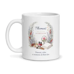 Mug esthéticien personnalisé prénom – mug blanc vu de face