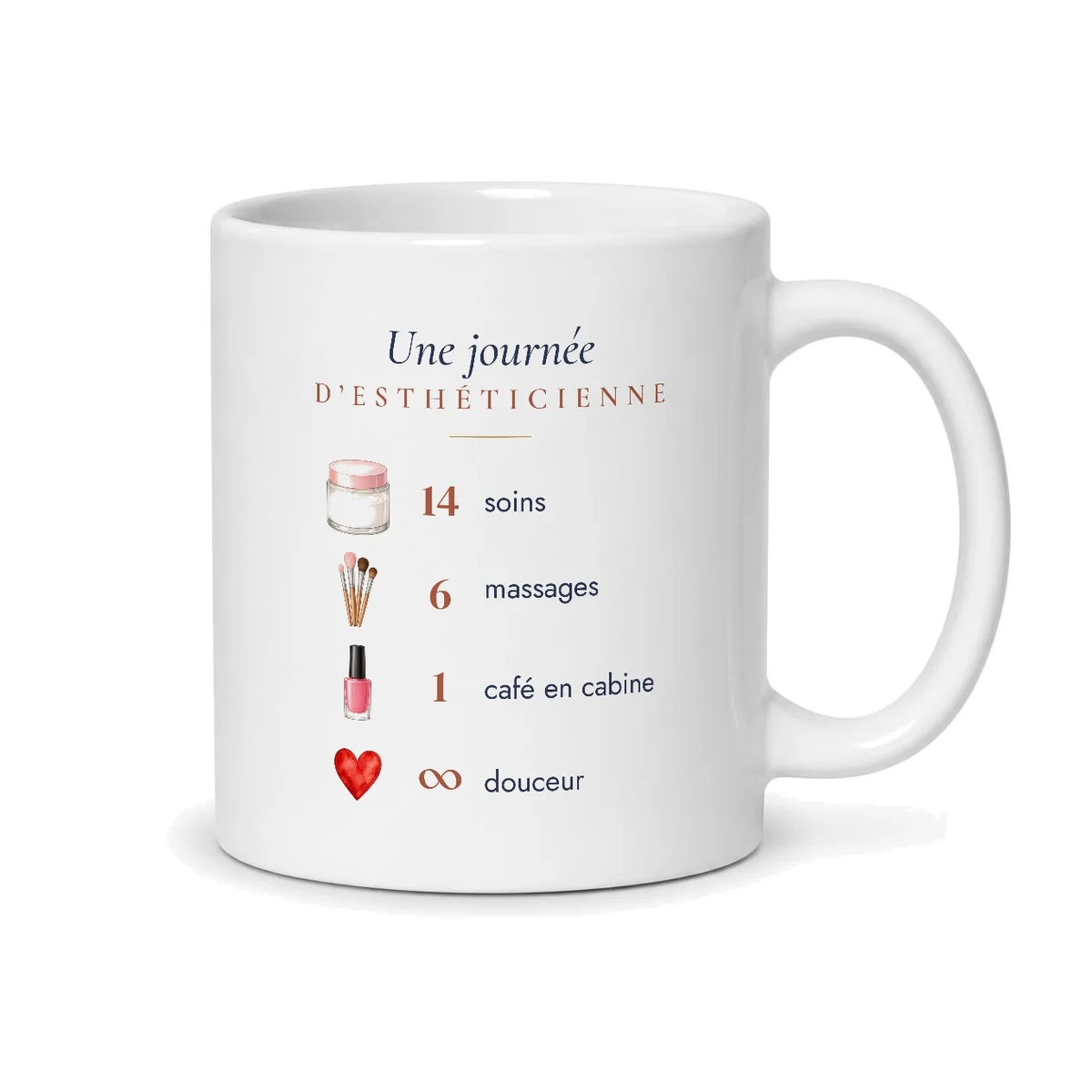 Mug esthéticienne personnalisé prénom – mug blanc vu du dos
