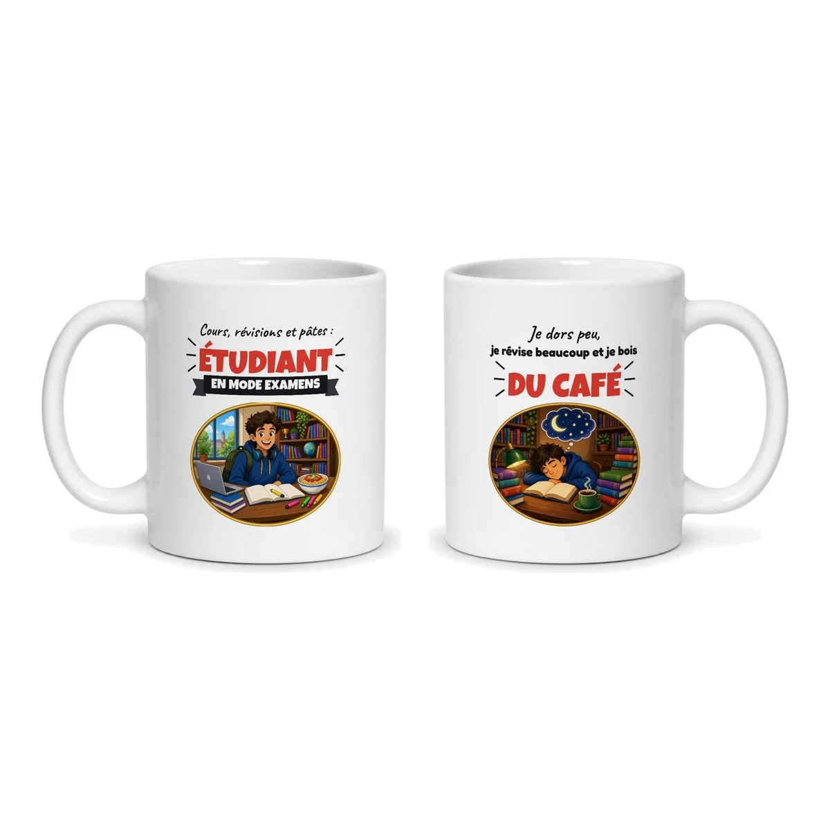 Mug étudiant – les deux faces du mug côte à côte