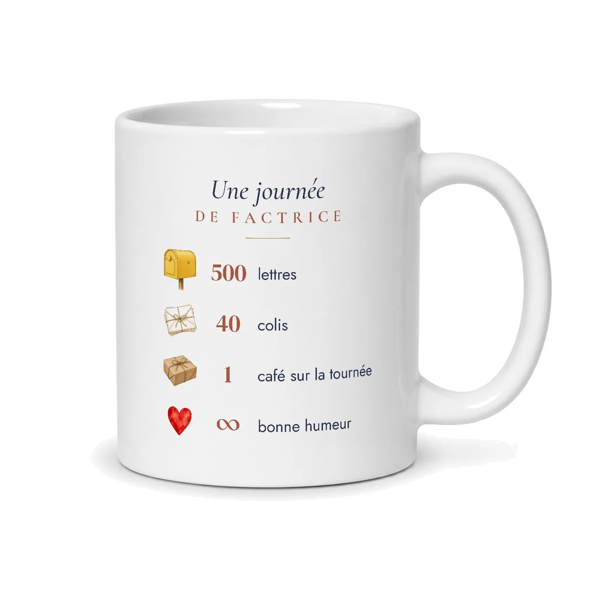 Mug factrice personnalisé prénom – mug blanc vu du dos