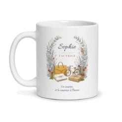Mug factrice personnalisé prénom – mug blanc vu de face