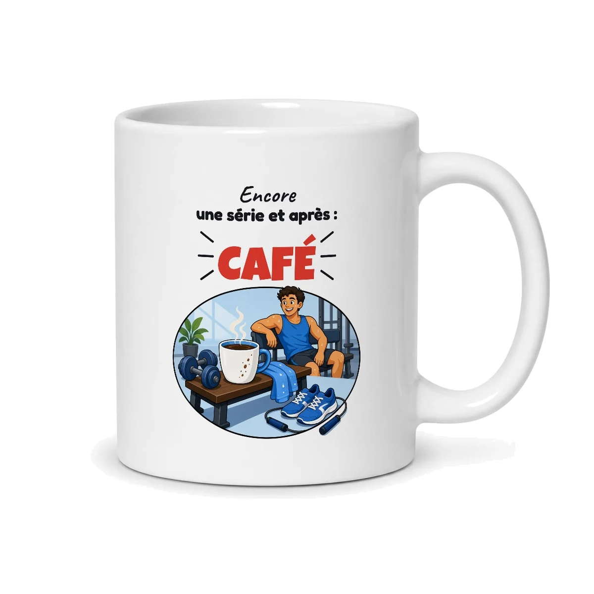 Mug fitness – mug blanc vu du dos