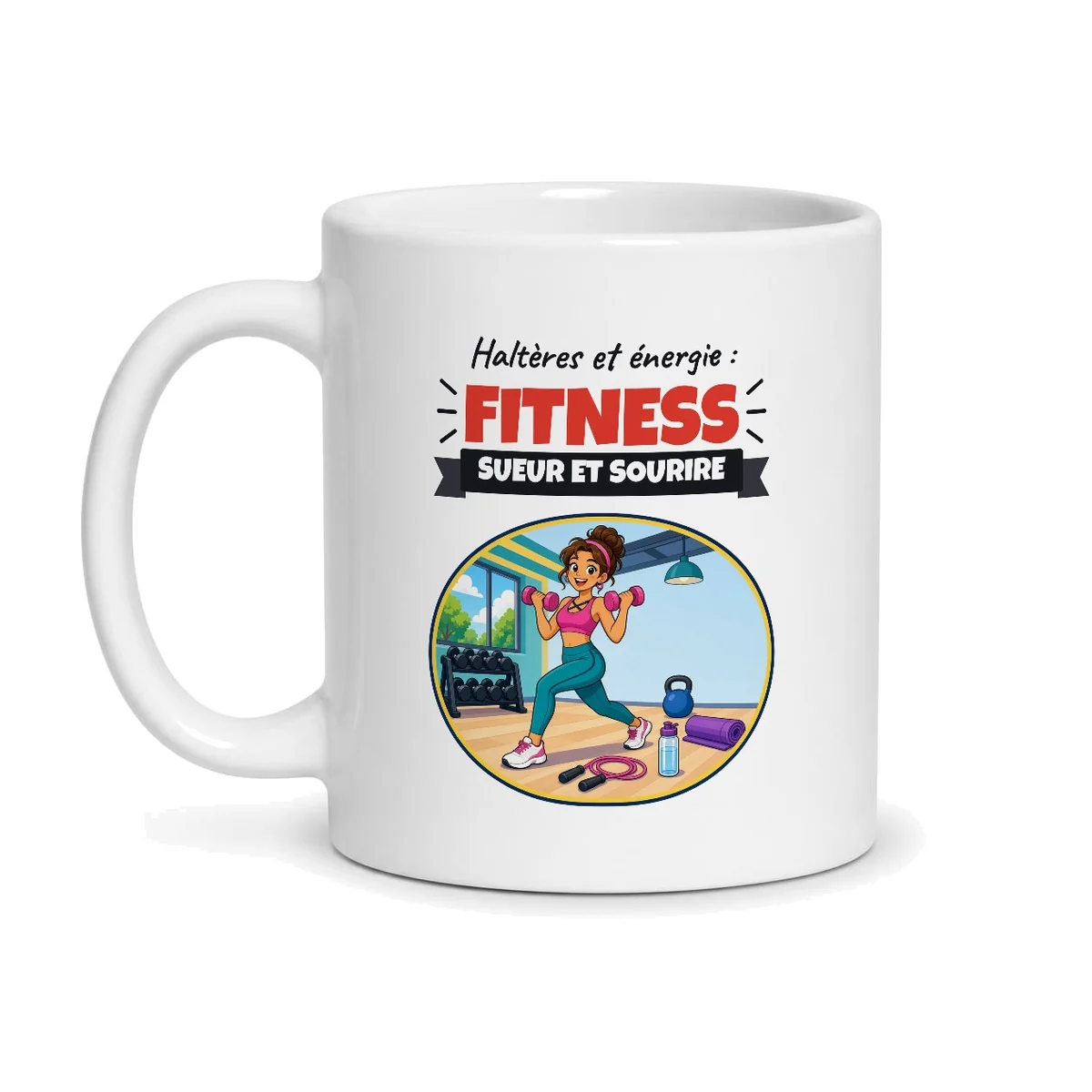 Mug fitness – mug blanc vu de face