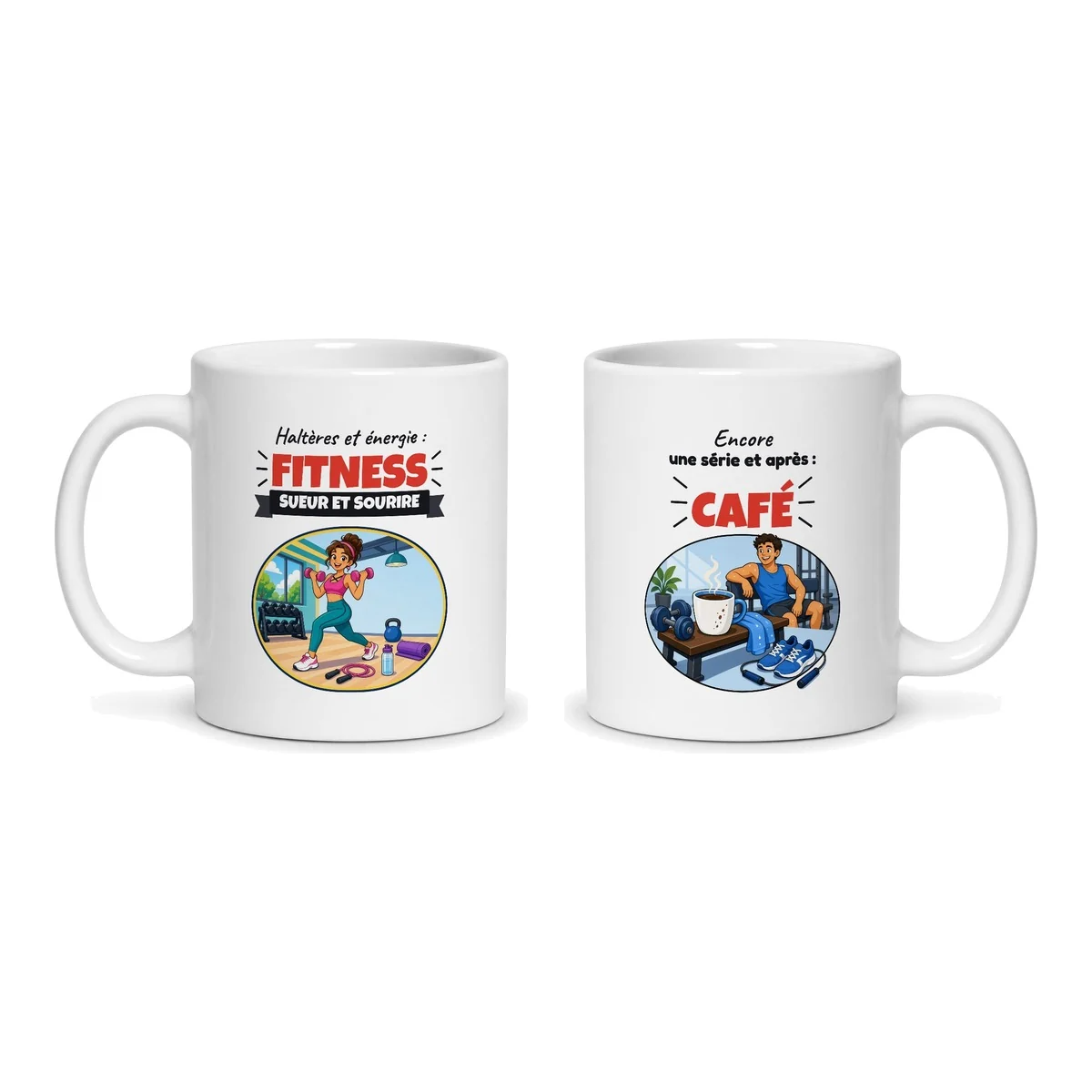 Mug fitness – les deux faces du mug côte à côte