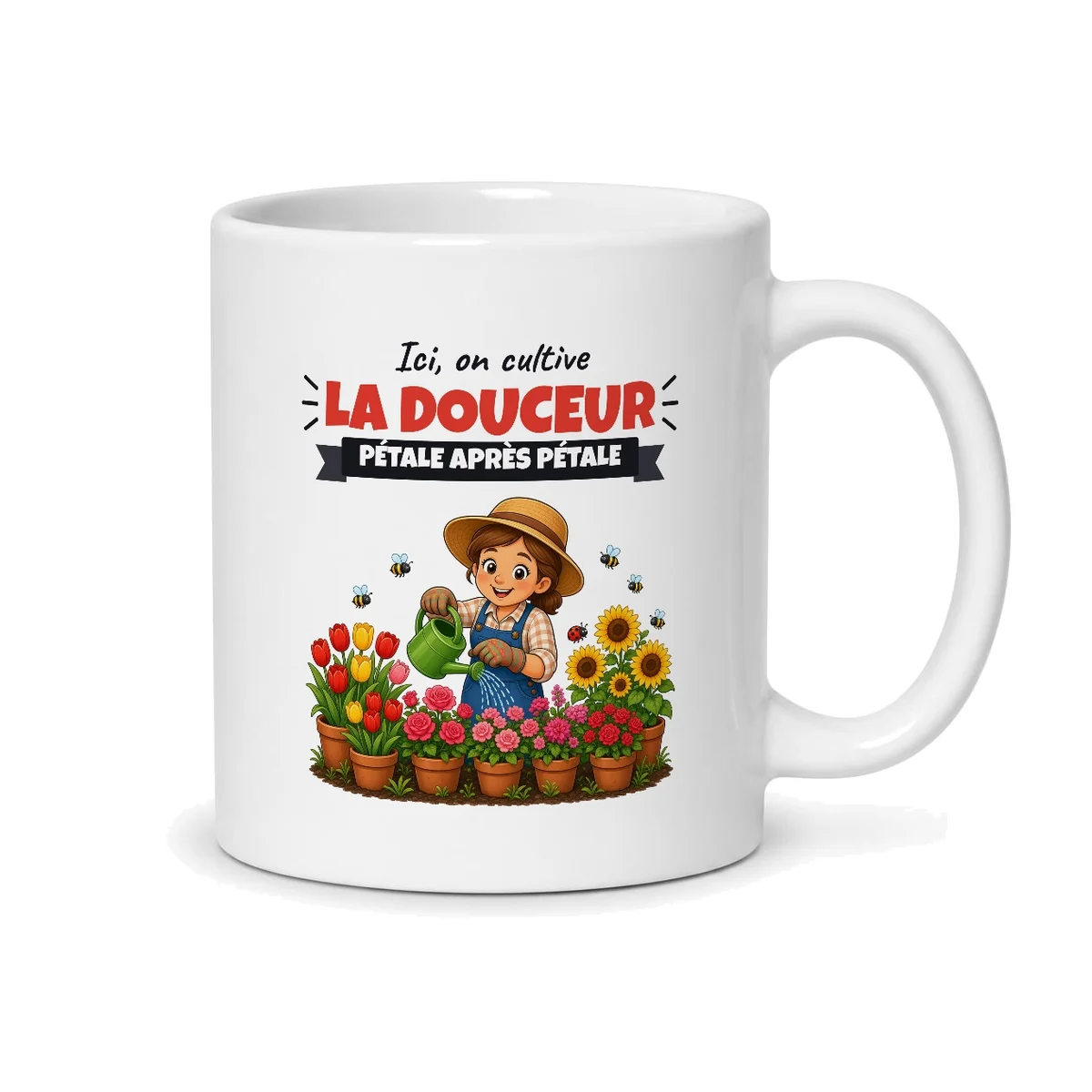 Mug fleurs – mug blanc vu du dos