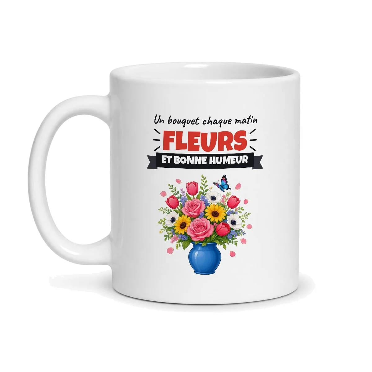 Mug fleurs – mug blanc vu de face