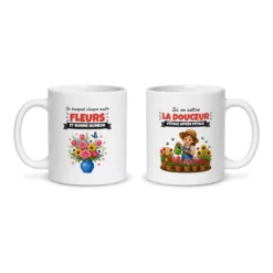 Mug fleurs – les deux faces du mug côte à côte