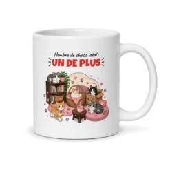 Mug folle aux chats – mug blanc vu du dos