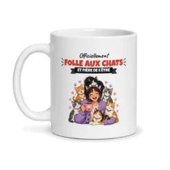 Mug folle aux chats – mug blanc vu de face