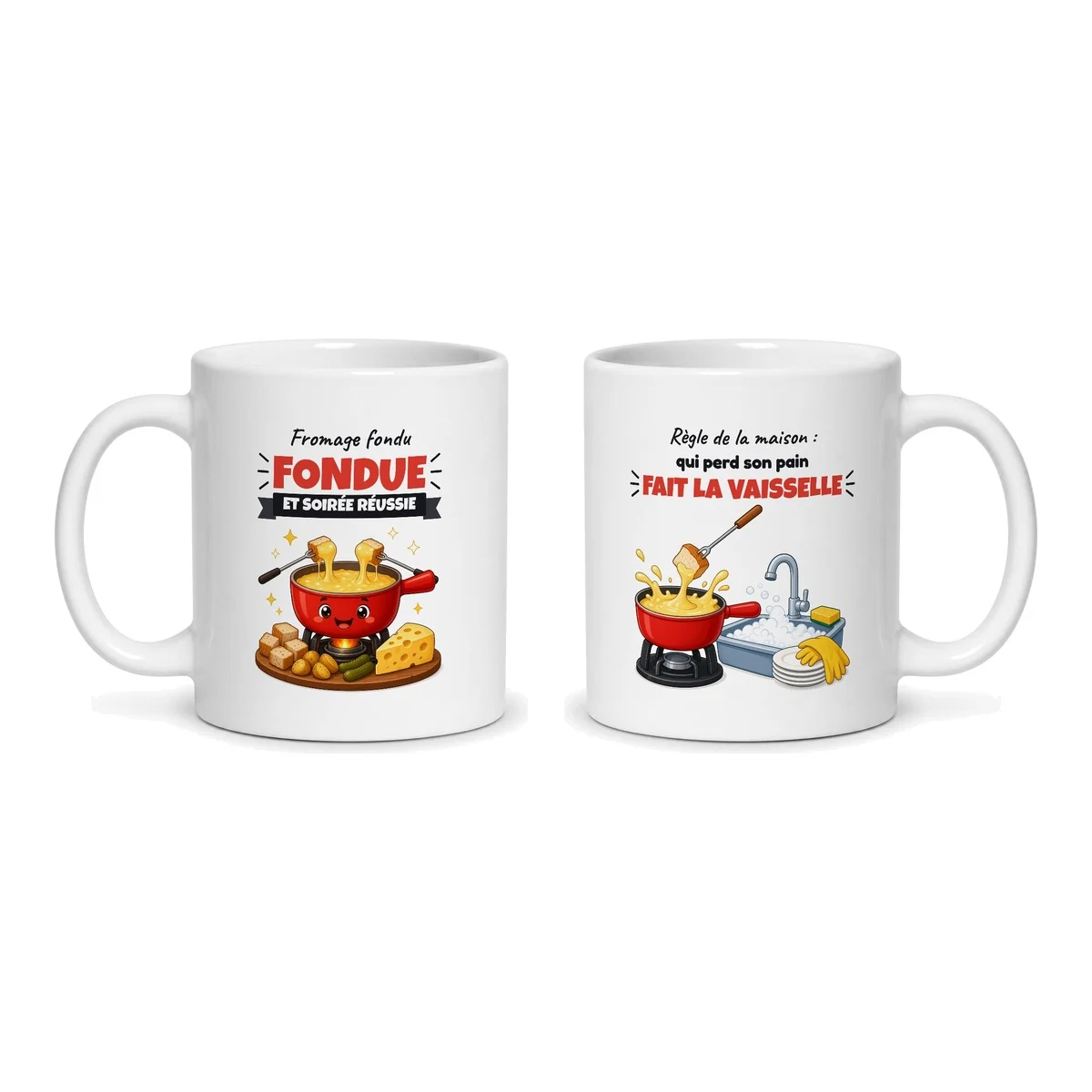 Mug fondue – les deux faces du mug côte à côte