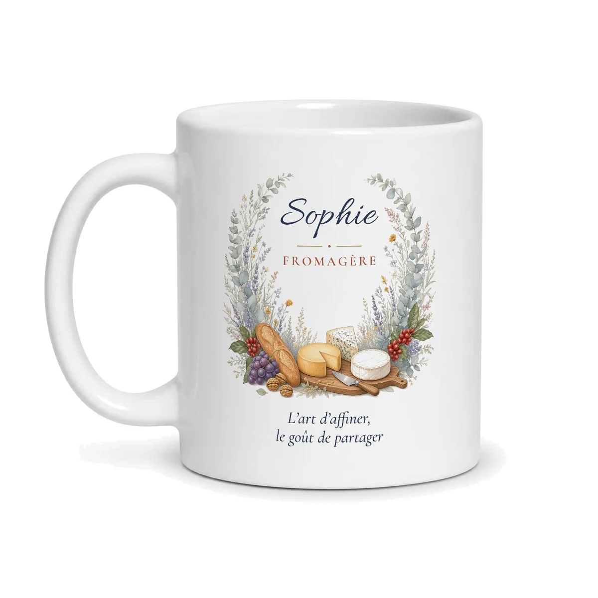 Mug fromagère personnalisé prénom – mug blanc vu de face