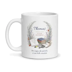 Mug futur infirmier personnalisé prénom – mug blanc vu de face