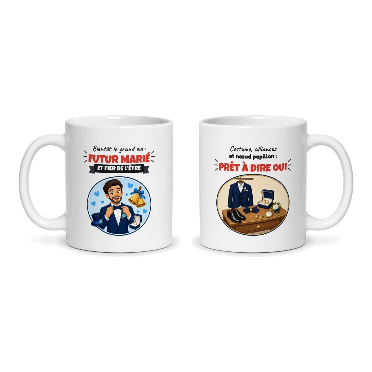 Mug futur marié – les deux faces du mug côte à côte