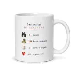 Mug gendarme personnalisé prénom – mug blanc vu du dos