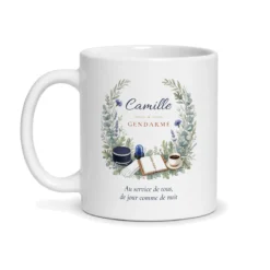 Mug gendarme personnalisé prénom – mug blanc vu de face