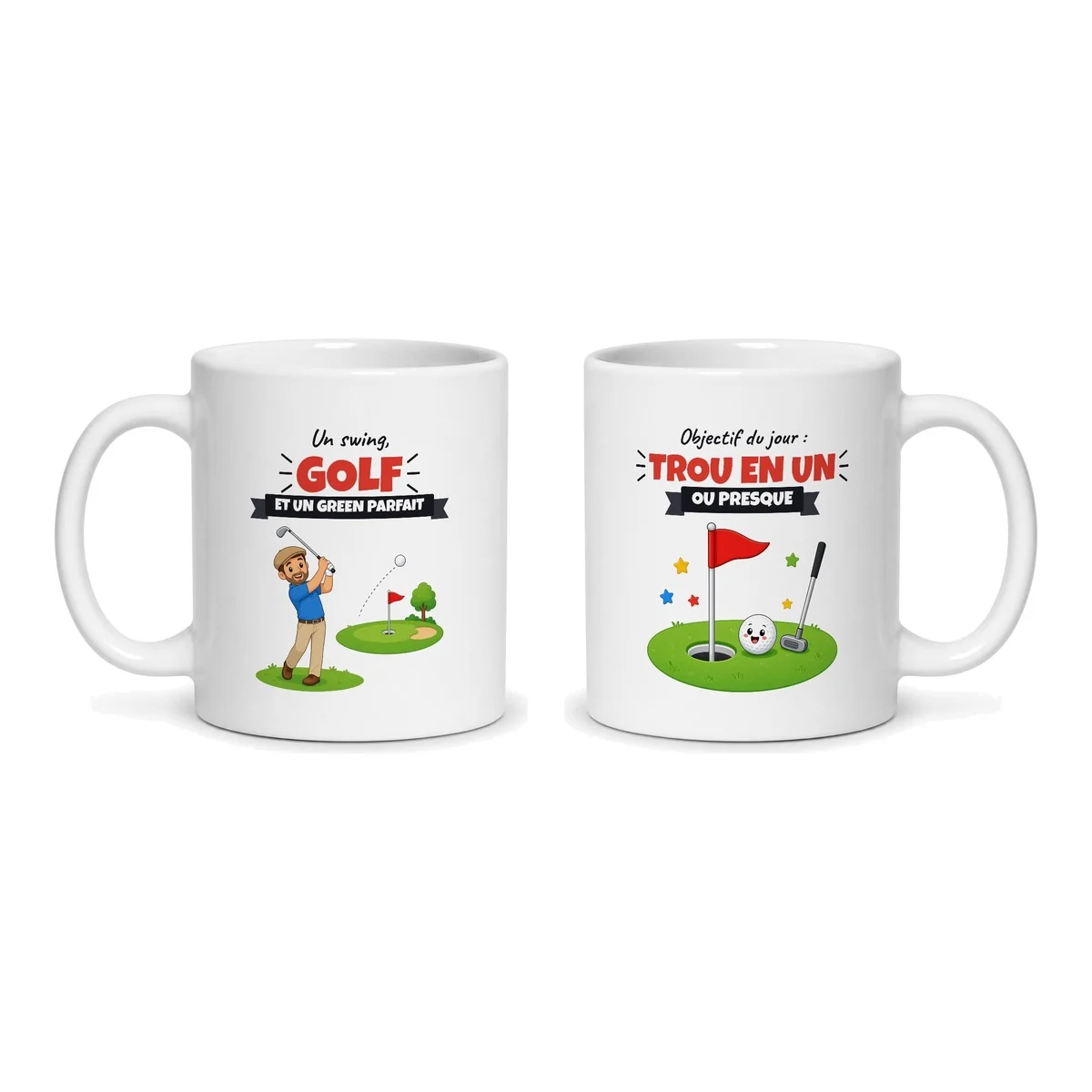 Mug golf – les deux faces du mug côte à côte