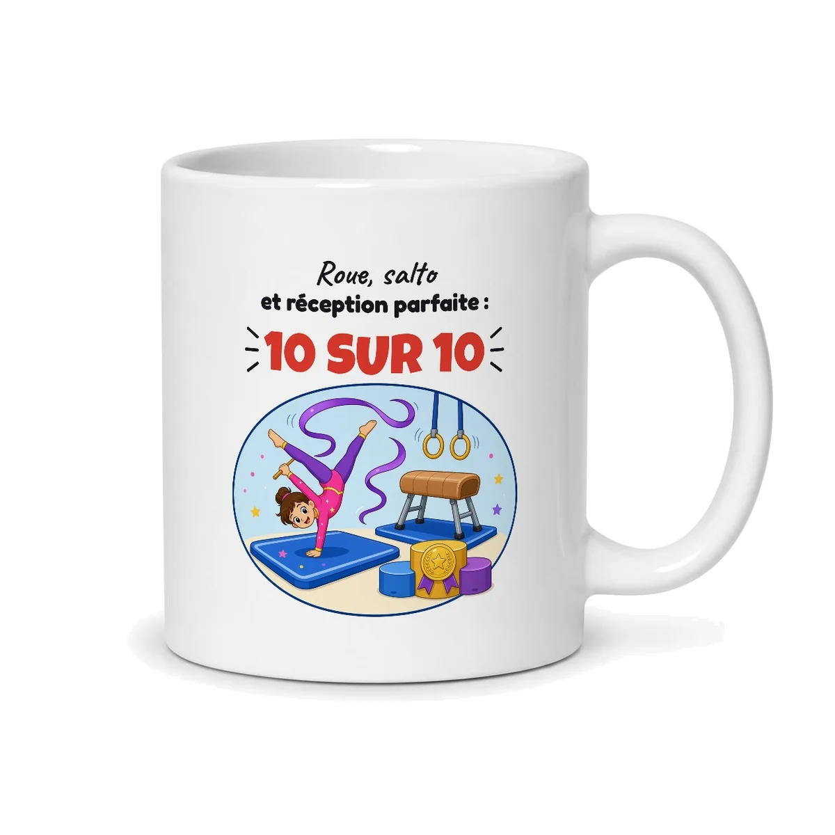 Mug gymnastique – mug blanc vu du dos
