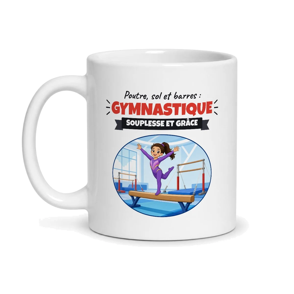 Mug gymnastique – mug blanc vu de face
