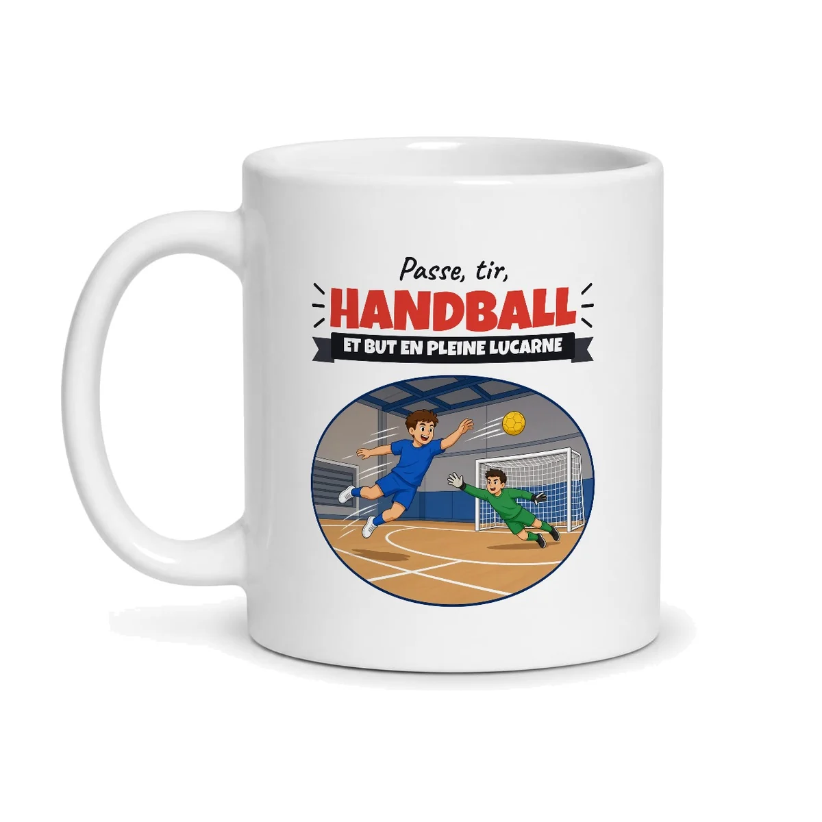 Mug handball – mug blanc vu de face