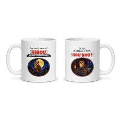 Mug hibou – les deux faces du mug côte à côte