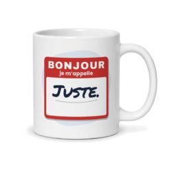 Mug il s'appelle Juste personnalisé, vue du dos