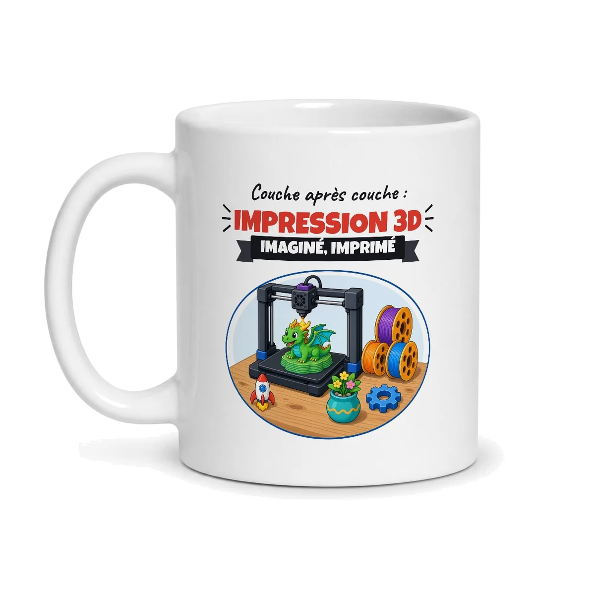 Mug impression 3D – mug blanc vu de face