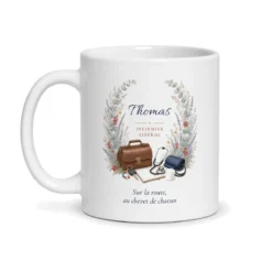 Mug infirmier libéral personnalisé prénom – mug blanc vu de face