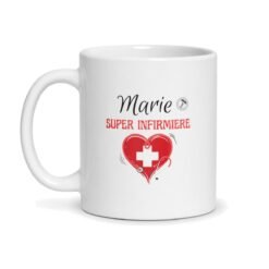 Mug infirmière personnalisé prénom – Super infirmière, céramique 330 ml – mug personnalisé