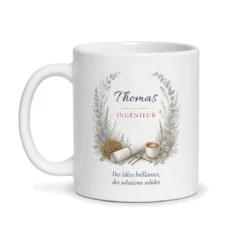 Mug ingénieur personnalisé prénom – mug blanc vu de face