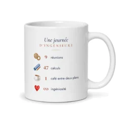 Mug ingénieure personnalisé prénom – mug blanc vu du dos