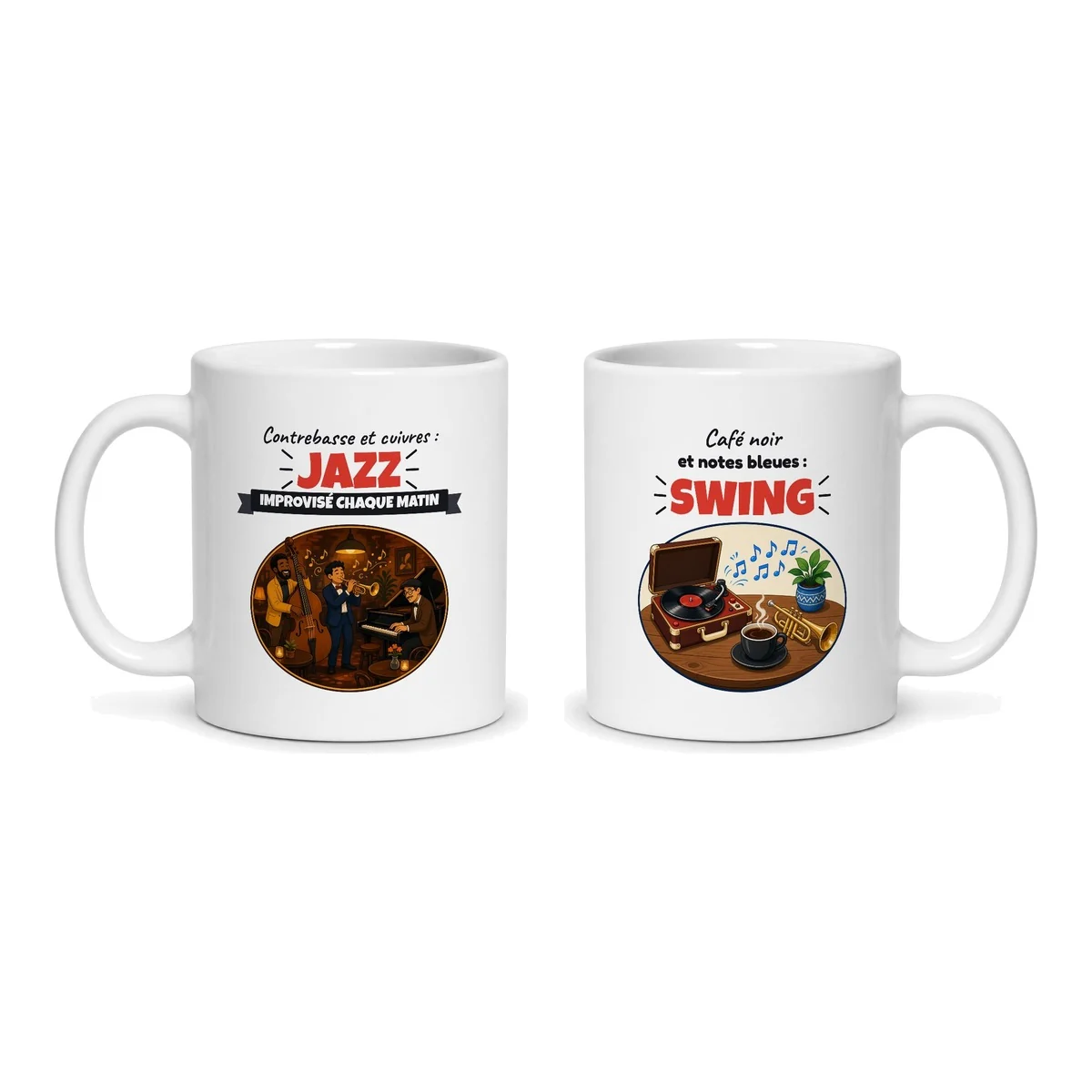 Mug jazz – les deux faces du mug côte à côte